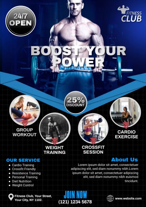 Fitness | Gym | Sports Center Advert A4 template